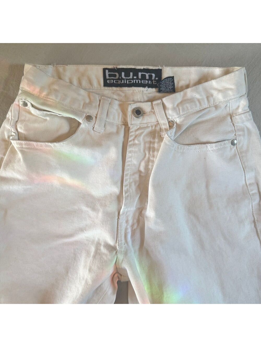 Vintage 1990s b.u.m. equipment Jeans Cream Waist 26 in.